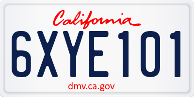 CA license plate 6XYE101