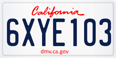 CA license plate 6XYE103