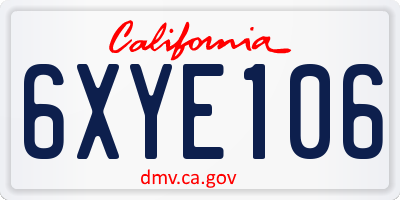 CA license plate 6XYE106