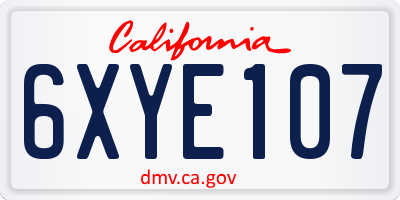 CA license plate 6XYE107