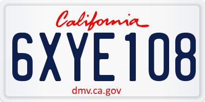 CA license plate 6XYE108