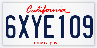 CA license plate 6XYE109