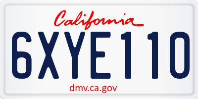 CA license plate 6XYE110