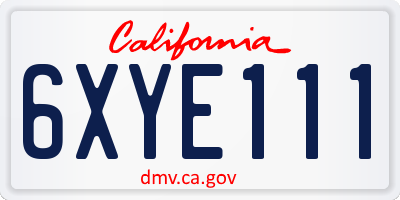 CA license plate 6XYE111