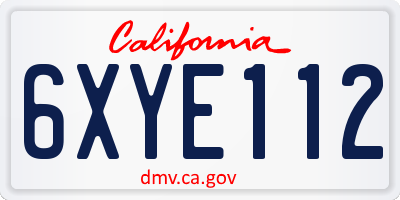 CA license plate 6XYE112
