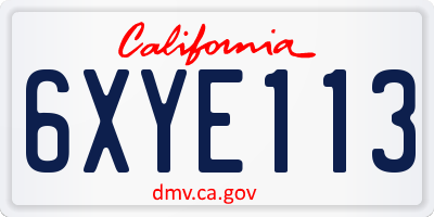 CA license plate 6XYE113