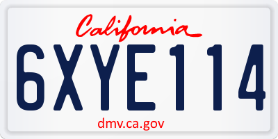 CA license plate 6XYE114
