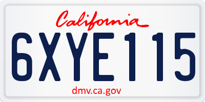 CA license plate 6XYE115
