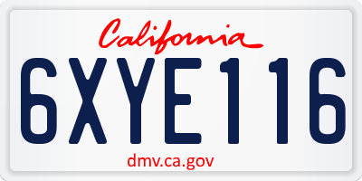 CA license plate 6XYE116