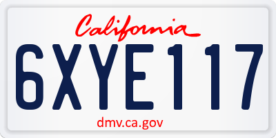 CA license plate 6XYE117