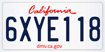 CA license plate 6XYE118