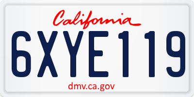 CA license plate 6XYE119