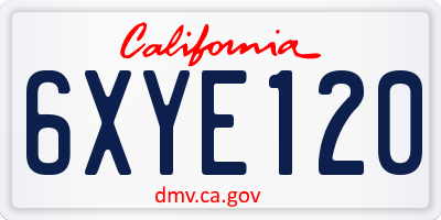 CA license plate 6XYE120