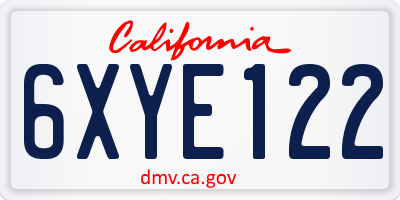 CA license plate 6XYE122