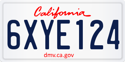 CA license plate 6XYE124