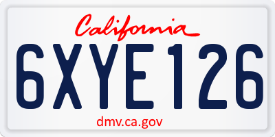 CA license plate 6XYE126