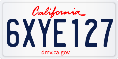 CA license plate 6XYE127
