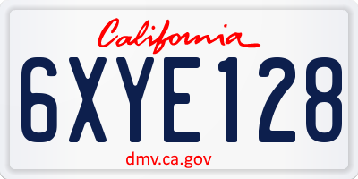 CA license plate 6XYE128