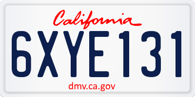 CA license plate 6XYE131