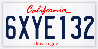 CA license plate 6XYE132