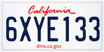 CA license plate 6XYE133