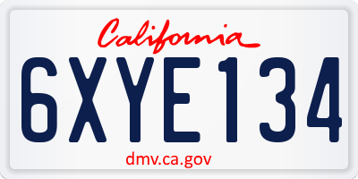 CA license plate 6XYE134