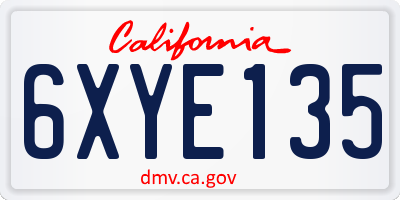 CA license plate 6XYE135