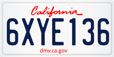 CA license plate 6XYE136