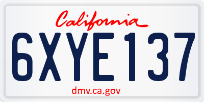 CA license plate 6XYE137