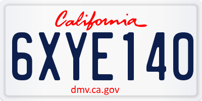 CA license plate 6XYE140
