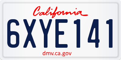 CA license plate 6XYE141