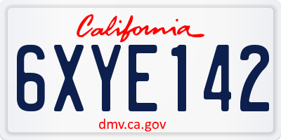 CA license plate 6XYE142