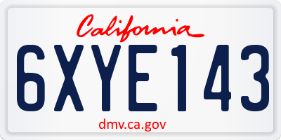 CA license plate 6XYE143