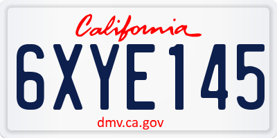 CA license plate 6XYE145