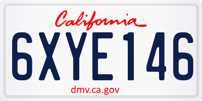 CA license plate 6XYE146