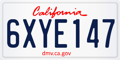 CA license plate 6XYE147