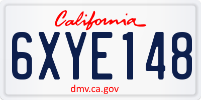 CA license plate 6XYE148