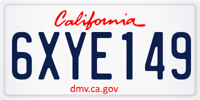 CA license plate 6XYE149