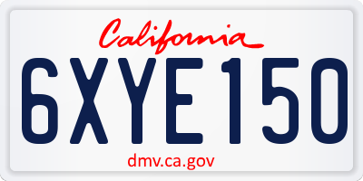 CA license plate 6XYE150