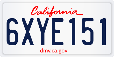 CA license plate 6XYE151