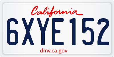 CA license plate 6XYE152