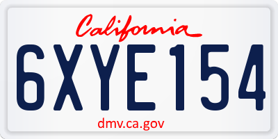 CA license plate 6XYE154