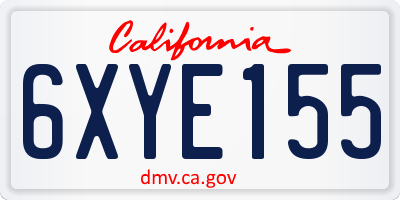 CA license plate 6XYE155