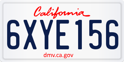 CA license plate 6XYE156
