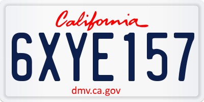 CA license plate 6XYE157