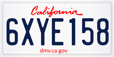 CA license plate 6XYE158