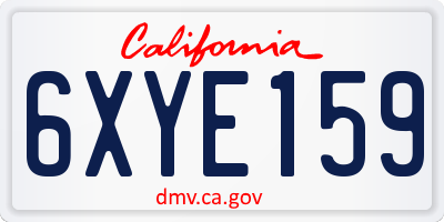 CA license plate 6XYE159