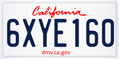 CA license plate 6XYE160