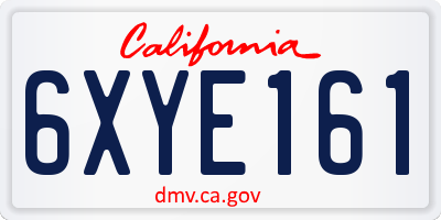 CA license plate 6XYE161