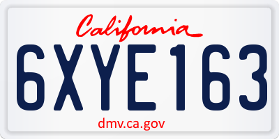 CA license plate 6XYE163